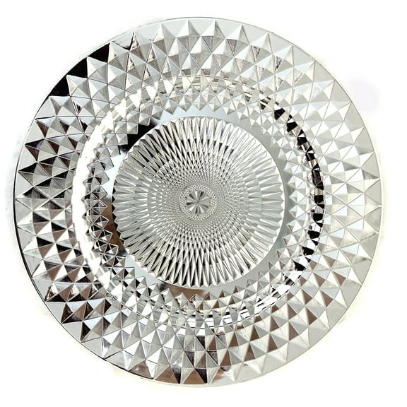 Allgala 13-Inch 6-Pack Heavy Quality Plastic Diamond Pattern Sparkling Charger Plates-Silver-HD80402