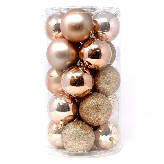 Allgala 20 PK 3 Inch (8CM) Large Christmas Ornament Balls for Xmas Tree-4 Style-Rose Gold