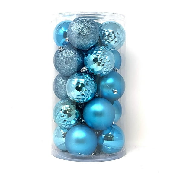 Allgala 20 PK 3 Inch (8CM) Large Christmas Ornament Balls for Xmas Tree-4 Style-Turquoise