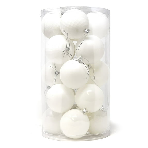 Allgala 20 PK 3 Inch (8CM) Large Christmas Ornament Balls for Xmas Tree-4 Style-White