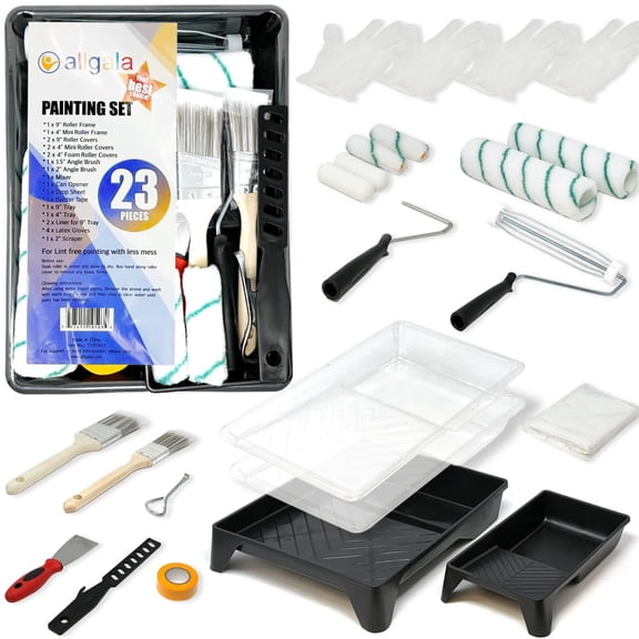 Allgala 23-Piece Ultimate Versatile DIY Decorating Painting Tool Kit with All You Need 9 Inch and 4 Inch Roller Kits