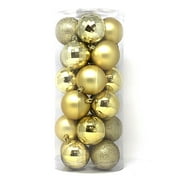 Allgala 24 PK 2.33 Inch (6CM) Christmas Ornament Balls for Xmas Tree-4 Style-Gold
