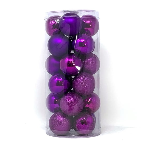 Allgala 24 PK 2.33 Inch (6CM) Christmas Ornament Balls for Xmas Tree-4 Style-Purple
