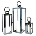 thumbnail image 1 of Allgala 3-PC Set Jumbo Luxury Modern Indoor/Outdoor Hurricane Candle Lantern Set With Chrome Plated Structure and Tempered Glass-Cuboid Black-HD88013, 1 of 4