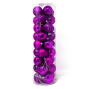 Allgala 36 PK 2 Inch (5CM) Christmas Ornament Balls for Xmas Tree-4 Style-Purple