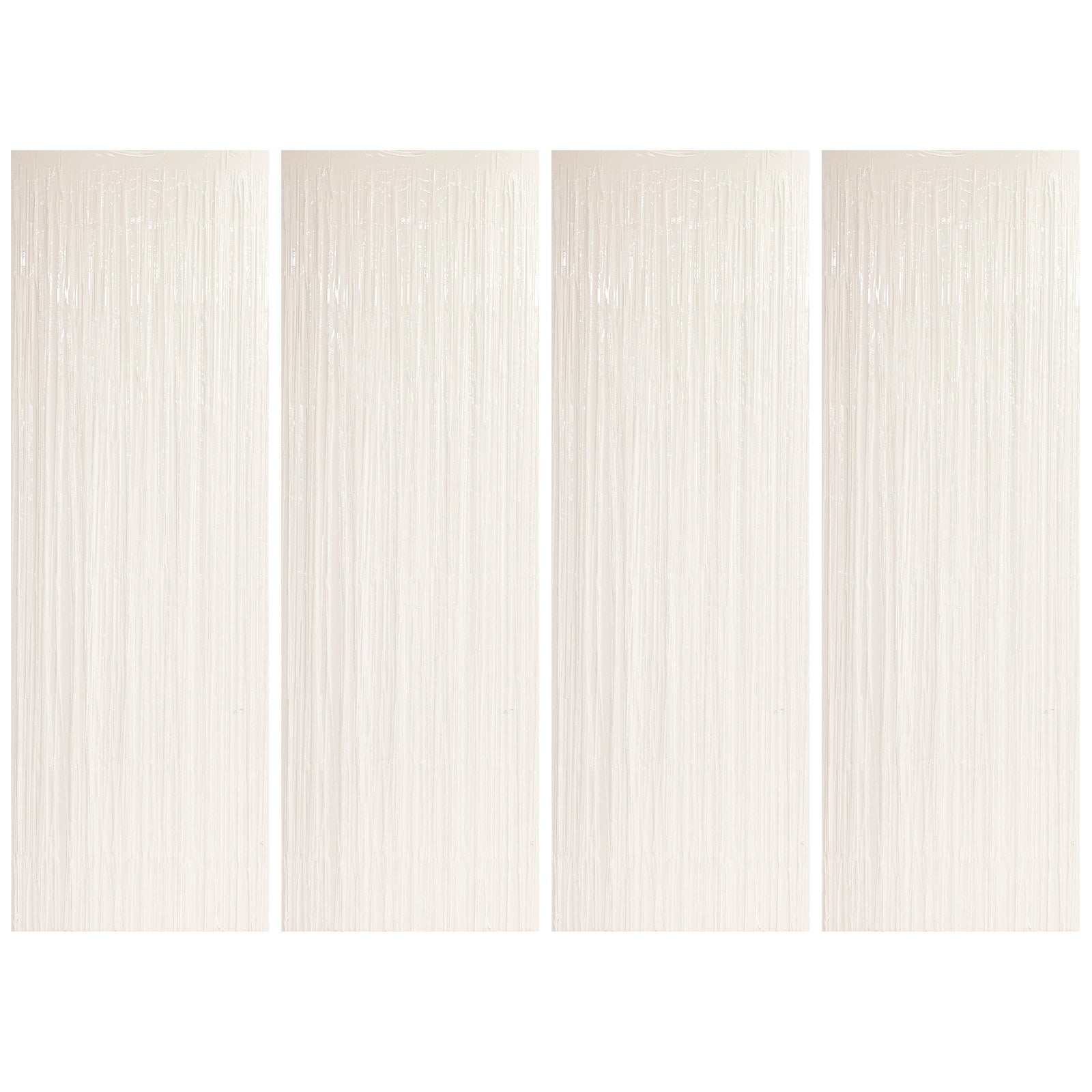 Allgala 4PK 3.3 x 9.8 FT (1x3M) Metalic Tinsel Party Photo Backdrop Curtains Door Fringe Décor-White-BD52601