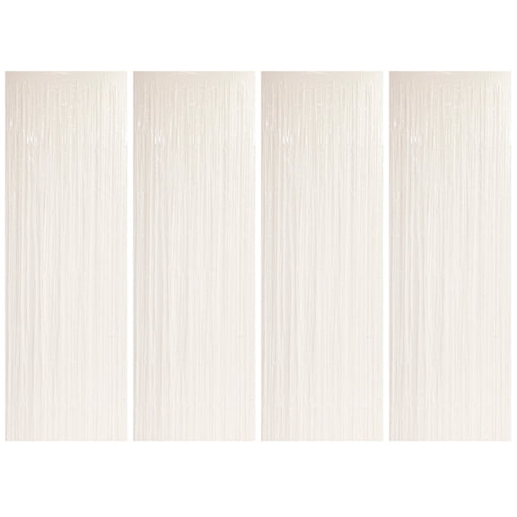 Allgala 4PK 3.3 x 9.8 FT (1x3M) Metalic Tinsel Party Photo Backdrop Curtains Door Fringe Décor-White-BD52601