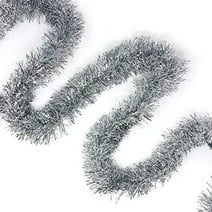 Allgala 50 Feet Christmas Foil Tinsel Garland Decoration For Holiday Tree Walll Rail Home Office Event-Silver-Xg93204