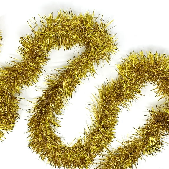 Allgala 50 Feet Christmas Foil Tinsel Garland Decoration for Holiday Tree Walll Rail Home Office Event-Gold-XG93203