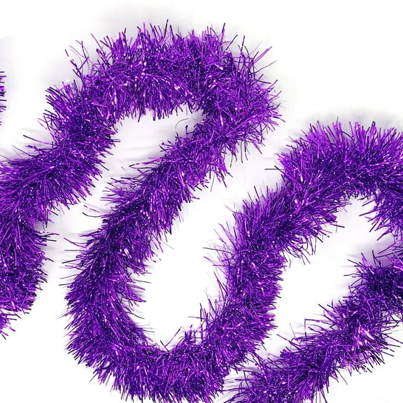 Allgala 50 Feet Christmas Foil Tinsel Garland Decoration for Holiday Tree Walll Rail Home Office Event-Purple-XG93209