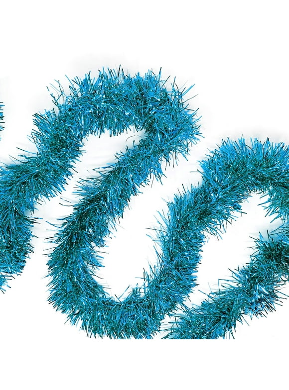 Allgala 50 Feet Christmas Foil Tinsel Garland Decoration for Holiday Tree Walll Rail Home Office Event-Turquoise-XG93212