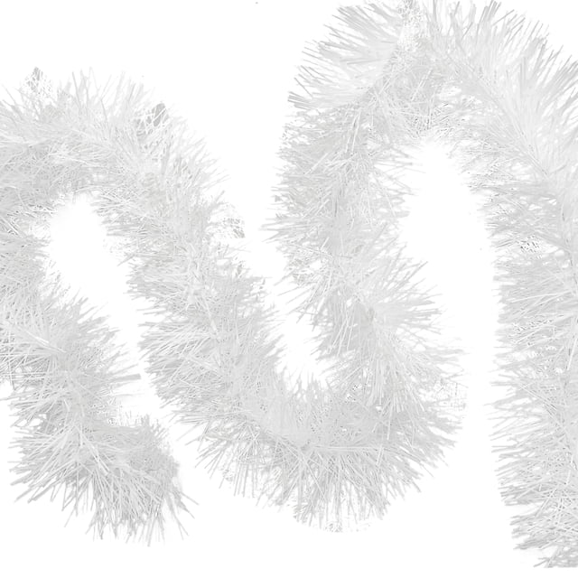 Allgala 50 Feet Christmas Foil Tinsel Garland Decoration for Holiday Tree Walll Rail Home Office Event-White-XG93201