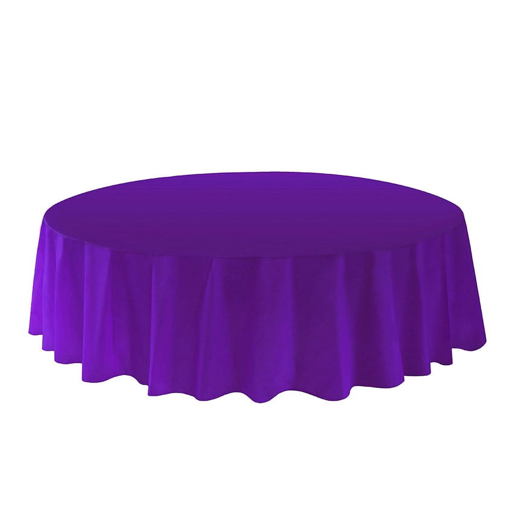 Premium Purple Round Plastic Tablecloth, 84 Inch, 6-Pack