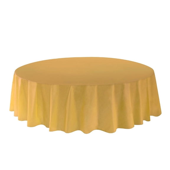 Allgala 6-Pack Premium Plastic Table Cover Medium Weight Disposable Tablecloth-6PK Round 84"-Gold-TC58603
