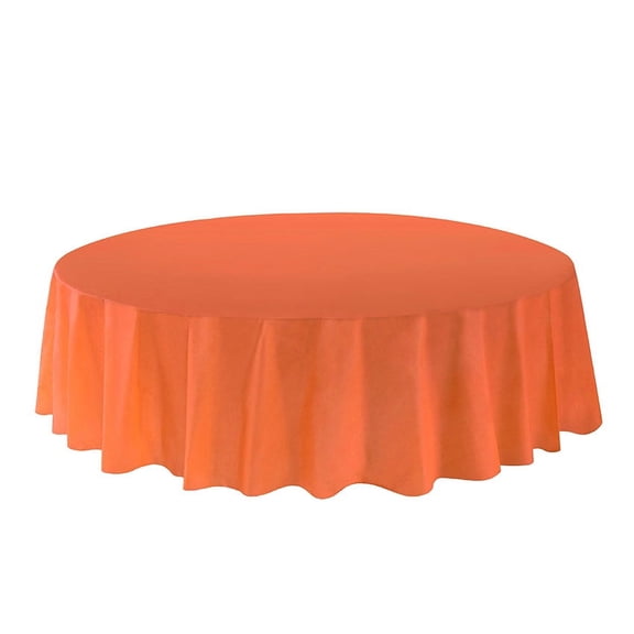 Allgala 6-Pack Premium Plastic Table Cover Medium Weight Disposable Tablecloth-6PK Round 84"-Orange-TC58614