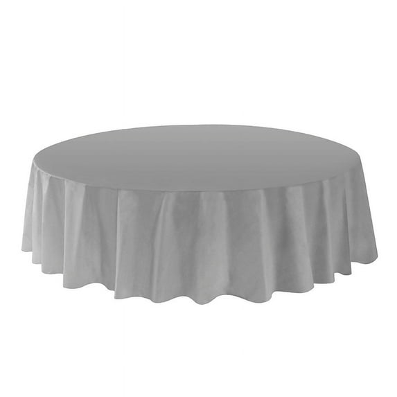 Allgala 6-Pack Premium Plastic Table Cover Medium Weight Disposable Tablecloth-6PK Round 84"-Silver-TC58604