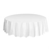 Allgala 6-Pack Premium Plastic Table Cover Medium Weight Disposable Tablecloth-6PK Round 84"-White -TC58601