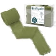 thumbnail image 1 of Allgala 6 Roll 2" x7yd Green Color Handmade Rustic Fringe Frayed Chiffon Ribbon for Bridal Wedding Gift Packing, Flower Bouquet Arrangement Wrapping DIY Craft, 1 of 1