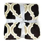Allgala 60x45 Super Soft Flannel Plush Light Weight Throw Blanket-Brown Quatreoil-BLK82408