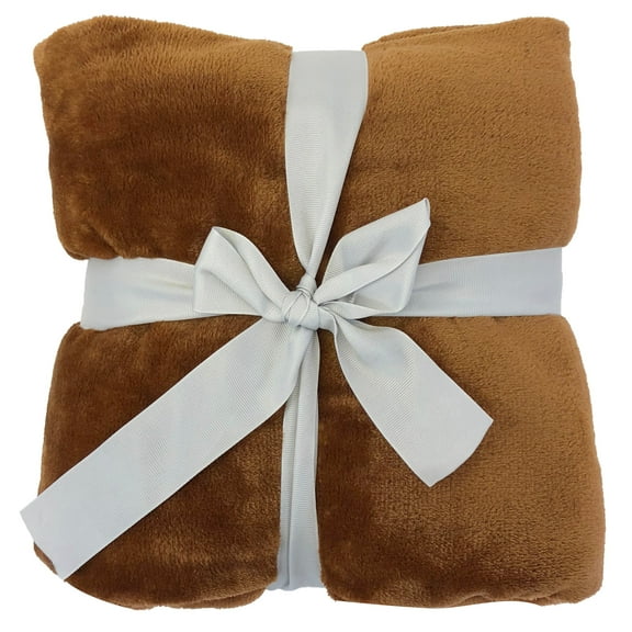 Allgala 60x45 Super Soft Flannel Plush Light Weight Throw Blanket-Caramel-BLK82304