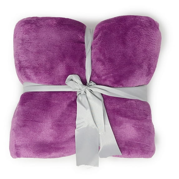 Allgala 60x45 Super Soft Flannel Plush Light Weight Throw Blanket-Purple-BLK82309