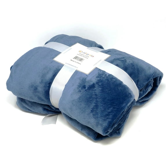 Allgala 60x90 Super Soft Flannel Plush Light Weight Throw Blanket-Blue Grey-BLK82512