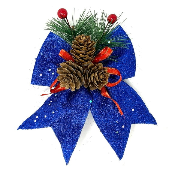 Allgala Christmas Decorative Bows for Wreath Garland Treetopper Christmas Tree (05" Med Royal Blue 4-PK)-XBW93087