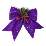 Allgala Christmas Decorative Bows for Wreath Garland Treetopper Christmas Tree (9" LG Purple 2-PK)-XBW93078