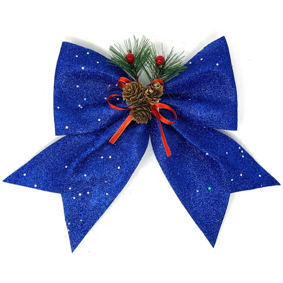 Allgala Christmas Decorative Bows for Wreath Garland Treetopper Christmas Tree (9" LG Royal Blue 2-PK)-XBW93077