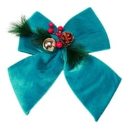 Allgala Christmas Decorative Velvet Bows for Wreath Garland Christmas Tree-2 Pack-12" (25x30cm)-Turquoise-XBW92242
