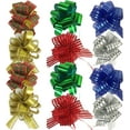thumbnail image 1 of Allgala Christmas Pull Bows Flowers 12-pc 6 Inch Large Christmas Ribbon Pull Bows-GP90033, 1 of 4