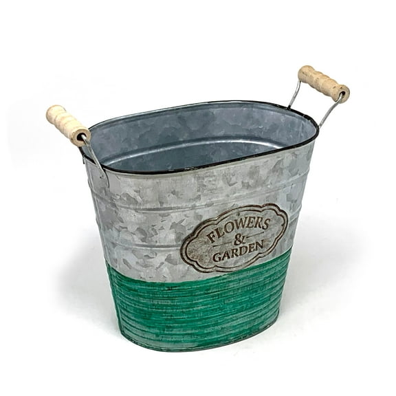 Allgala Galvanized Planter Pot Indoor and Outdoor Decoration-Oval-8"-HD88302A