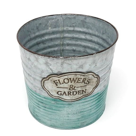 Allgala Galvanized Planter Pot Indoor and Outdoor Decoration-Round-7"-HD60073