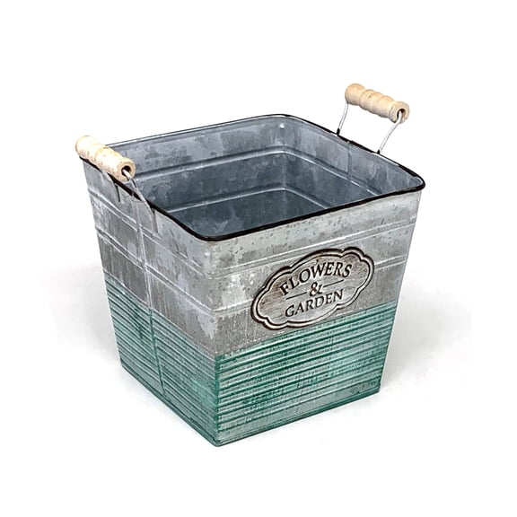 Allgala Galvanized Planter Pot Indoor and Outdoor Decoration-Square-7"-HD88305