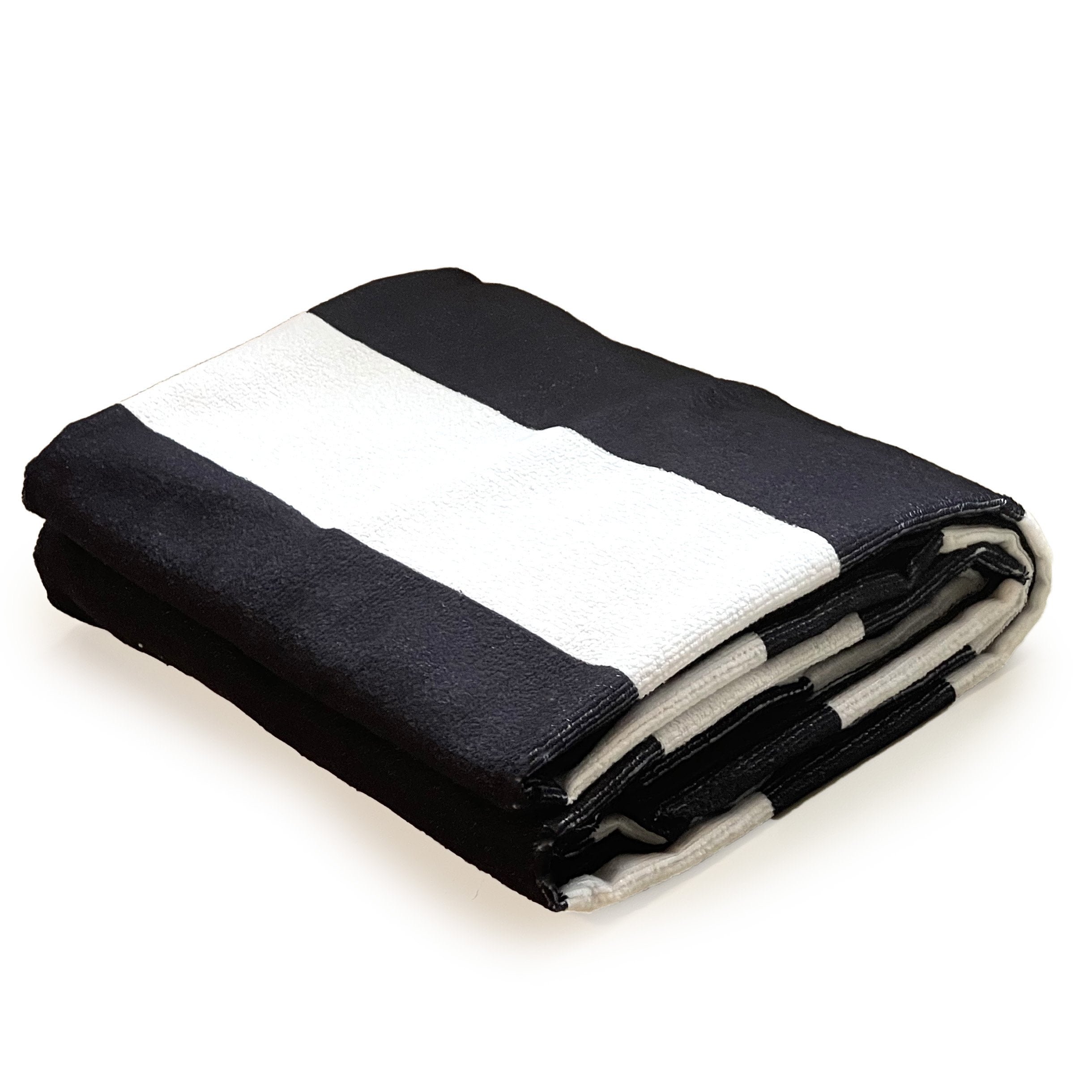 Allgala Oversize 40x70 Inch (1x1.8M) Cabana Stripe Design Microfiber Beach Towel-Black (Pack of 1)-BT81202