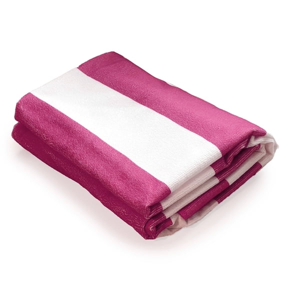 Allgala Oversize 40x70 Inch (1x1.8M) Cabana Stripe Design Microfiber Beach Towel-Fuchsia (Pack of 1)-BT81211