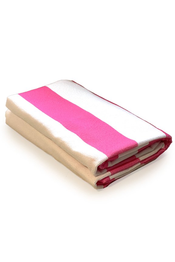 Oversize 40x70 Inch (1x1.8M) Cabana Stripe Design Microfiber Beach Towel-Pink (Pack of 1)-BT81209