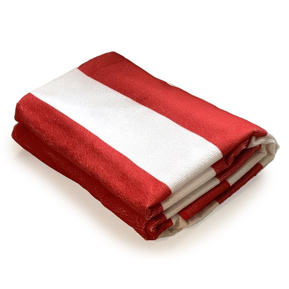 Allgala Oversize 40x70 Inch (1x1.8M) Cabana Stripe Design Microfiber Beach Towel-Red (Pack of 1)-BT81205