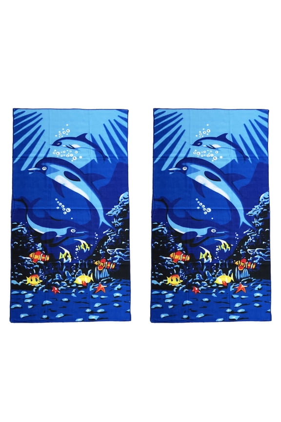 Oversize 50"x70" Microfiber Beach Towel, 2 Pack- Dolphin-BT81137