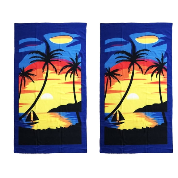 Allgala Oversize 50"x70" Microfiber Beach Towel, 2 Pack- Sunset-BT81131