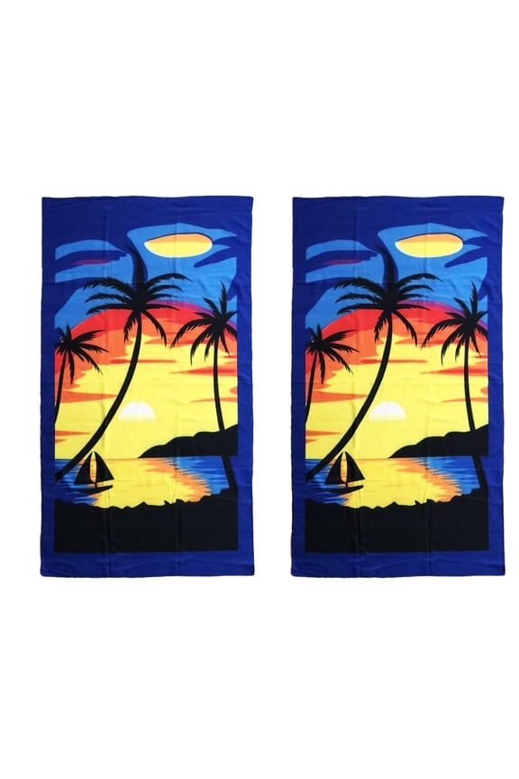 Oversize 50"x70" Microfiber Beach Towel, 2 Pack- Sunset-BT81131