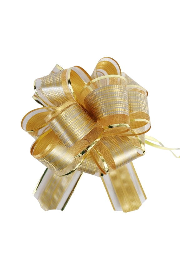 Shipped Flat Ribbons & Bows, Polyester Gold, 12 Count