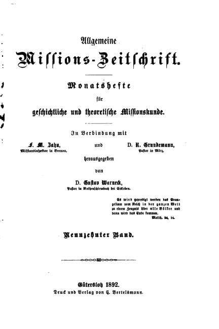 Allgemeine Missions-zeitschrift (Paperback)