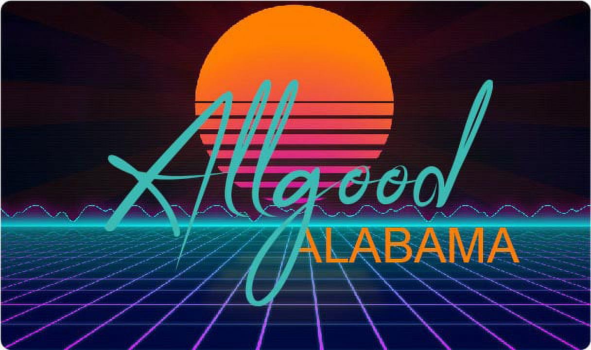 Allgood Alabama 2 X 1.25Inch Vinyl Decal Stiker Retro Neon Design
