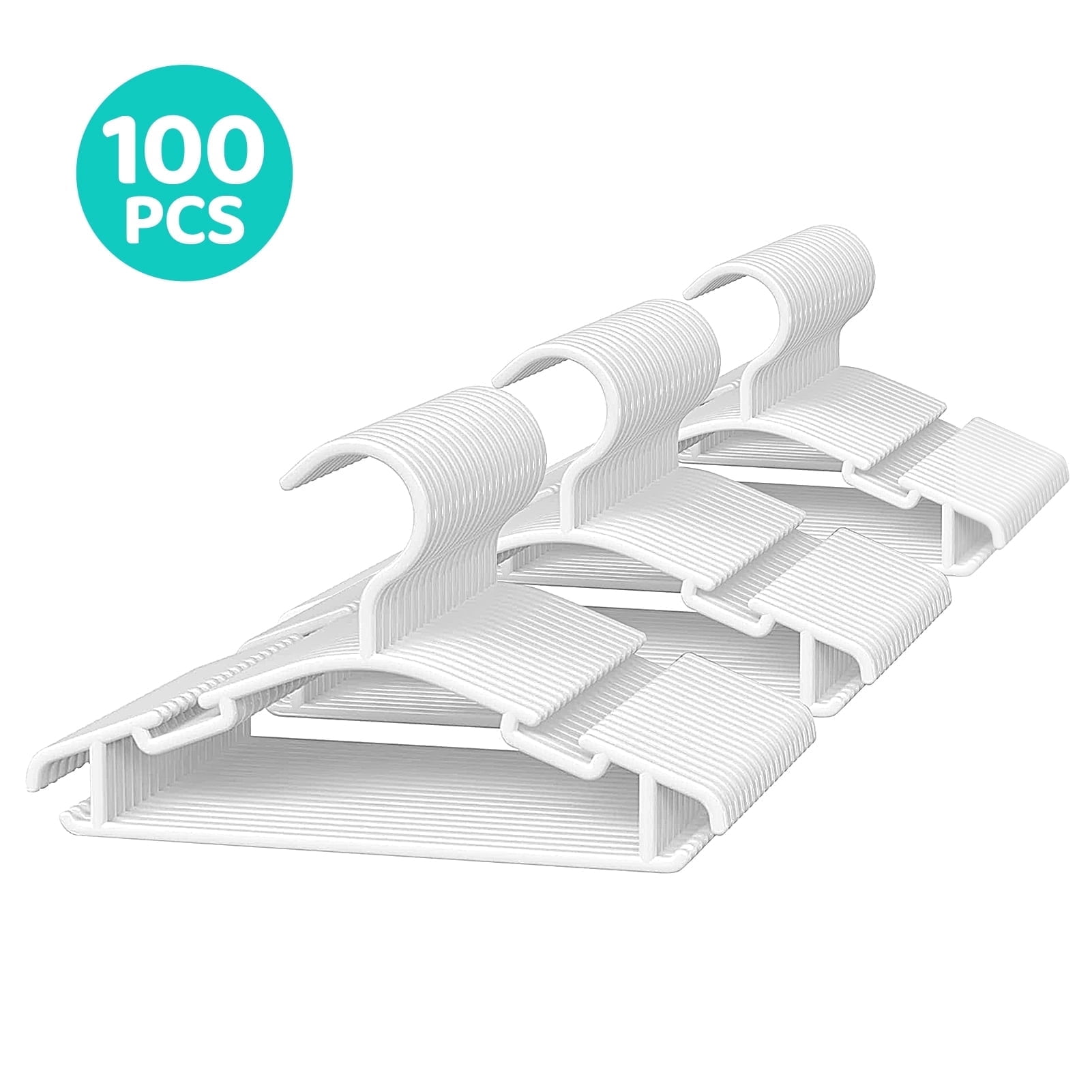 Allhall 100 Pack Baby Hangers-10.8 in, Plastic Toddler Hangers, Non-Slip Laundry Infant Pant Hanger for Newborn Clothes, Ultra-Thin Child Coat Hanger for Girl Boy Toddler