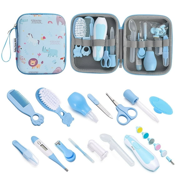 Allhall 20 Pcs Baby Healthcare and Grooming Kit, Safety Newborn Nursery Baby Care Kit, with Hair Brush Comb, Nail Clipper, Thermometer, Newborn Essentials Girls Boys