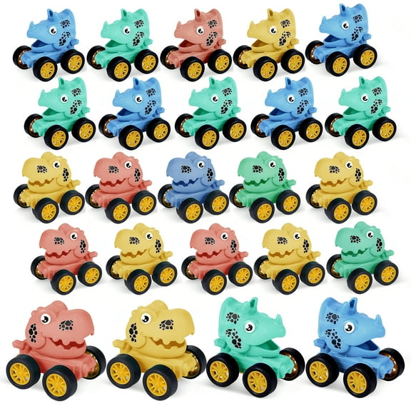 Allhall 24 Pcs Dinosaur Pull Back Cars Set, Bulk Mini Racing Vehicles Toys Party Favors, Pinata Fillers, Goodie Bag Stuffers, Classroom Prizes for Boys Girls