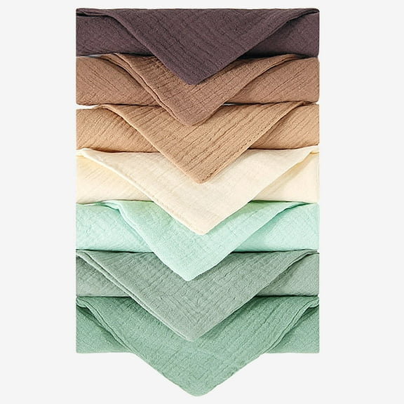 Allhall 7 Pack Baby Muslin Washcloths, 12*12 in Baby Bath Washcloths, 100% Cotton Soft and Absorbent Wash Cloths and Burp Cloths for Newborn Kids Girls and Boys