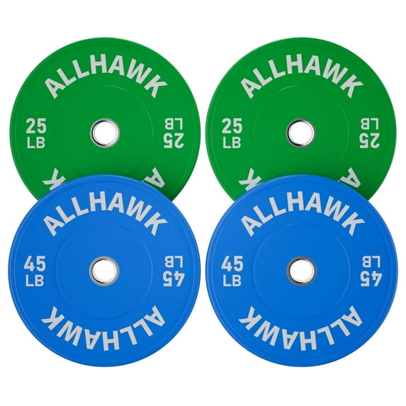 Allhawk 140LB 2-inch Olympic Rubber Bumper Plates, 10/15/25/35/45lb Barbell Weight Plates Set with Steel Ring for Strength Training, Weightlifting, Crossfit at Home Gym