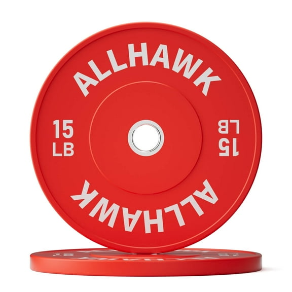 Allhawk 30LB 2-inch Olympic Rubber Bumper Plates, 10/15/25/35/45lb Barbell Weight Plates Set with Steel Ring for Strength Training, Weightlifting, Crossfit at Home Gym